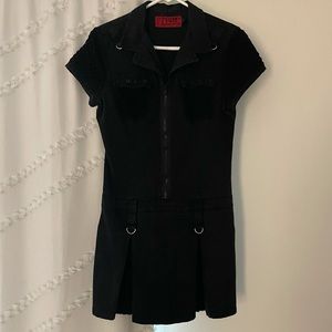 Y2K black denim dress